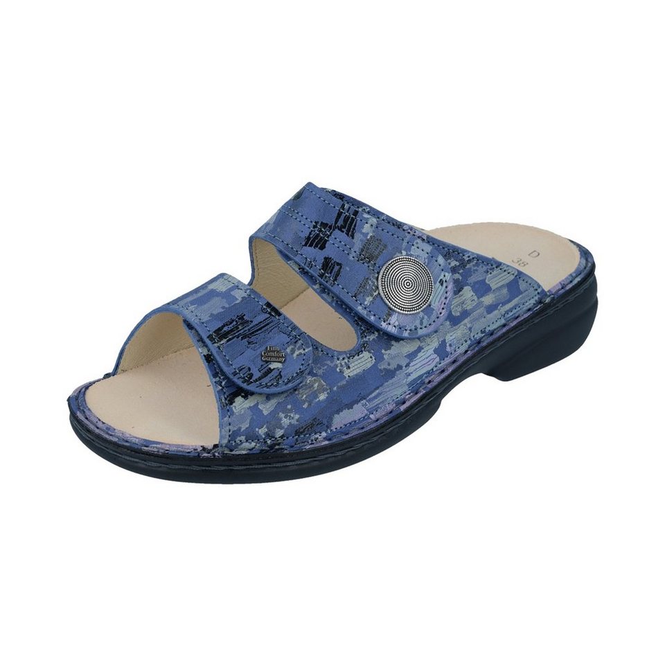 Damen Pantoletten rot Größe 38 Leder Klettverschluß Fußbett Sonderangebot