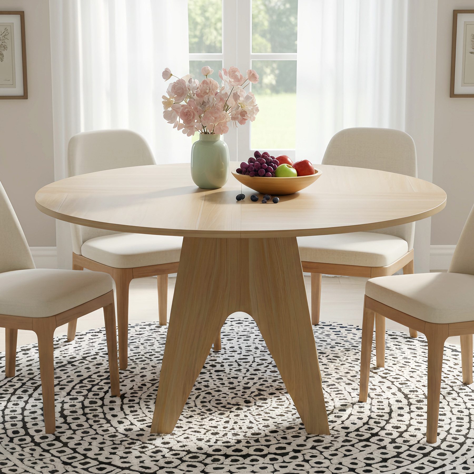 Estiliza Esstisch 120 cm für 4 Personen, Eichen-Optik im Bauernhaus-Stil, rund (1-St), Multifunktionaler Küchentisch, Wohnzimmertisch & Frühstückstisch