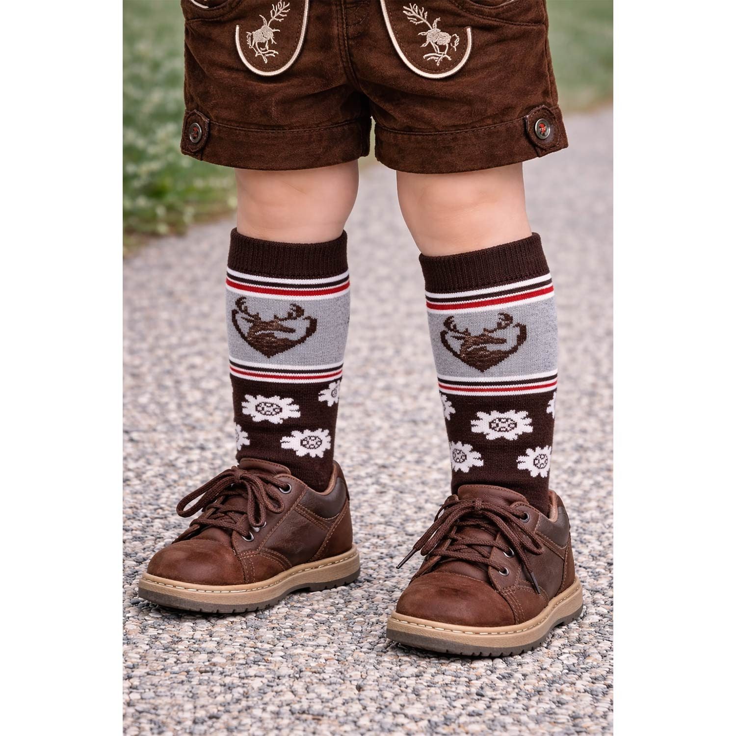 BONDI Kniestrümpfe Baby Jungen Socken Hirschmotiv 91730, Grau