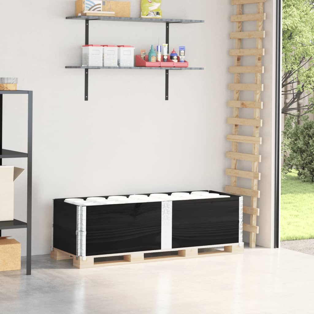 vidaXL Hochbeet, Paletten-Aufsatzrahmen 2 Stk. Schwarz 150x50 Massivholz Kiefer