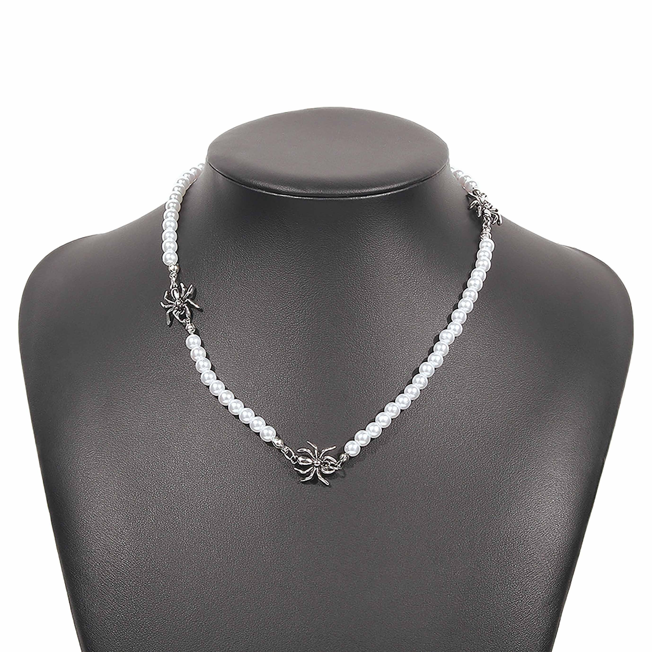 SRRINM Choker Spinne Nachahmung Perlenkette für Frauen