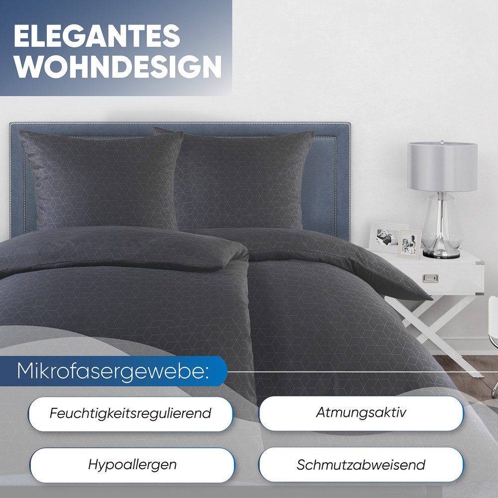 Malika Bettwäsche 2x 135x200 + 2x 80x80 cm atmungsaktiver Bettbezug, Präge Designs, Für Allergiker geeignet, pflegeleicht, angenehm weicher Stoff