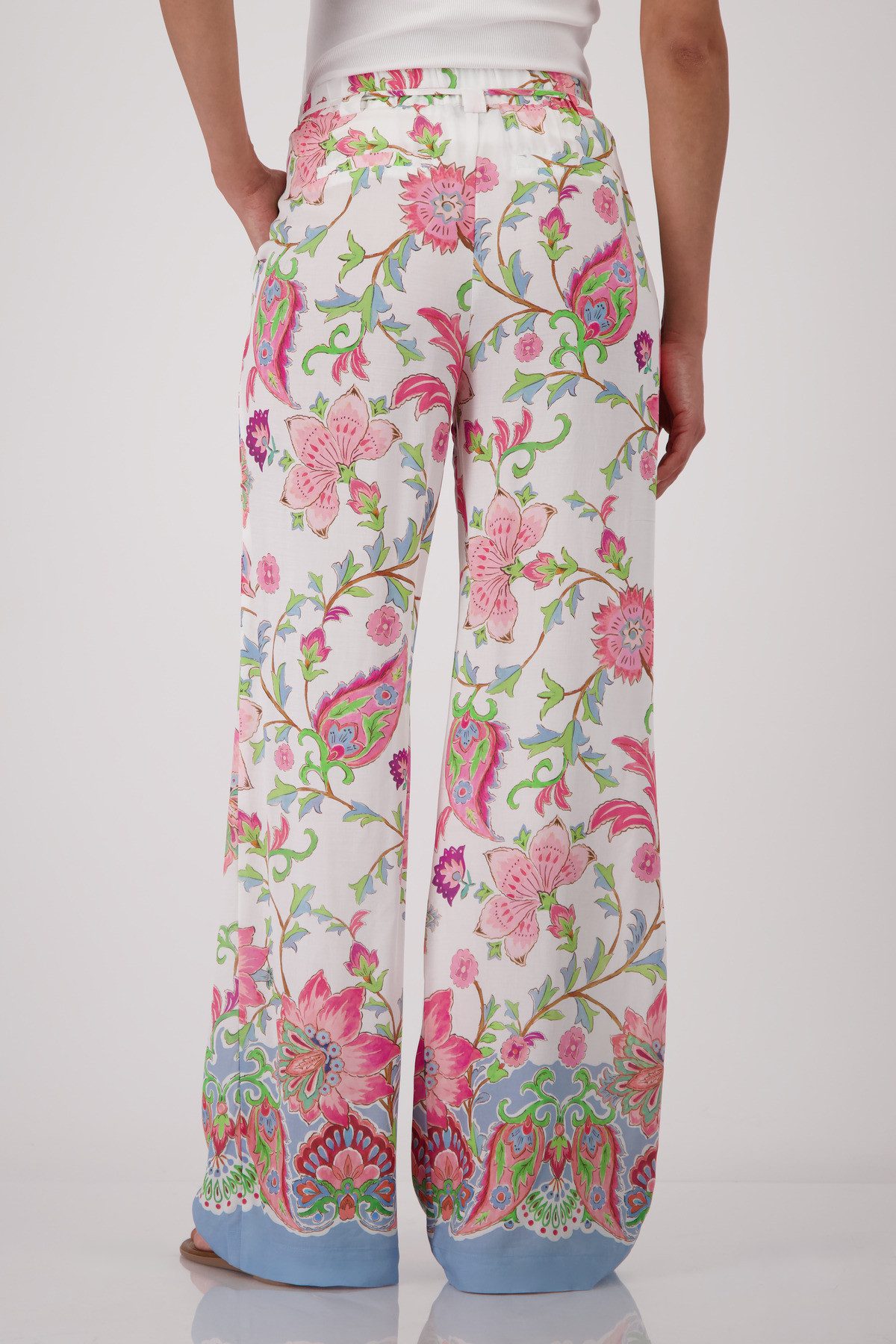 Monari Palazzohose Hose Pia reg. Blumendruck Regular fit mit Blumenmuster