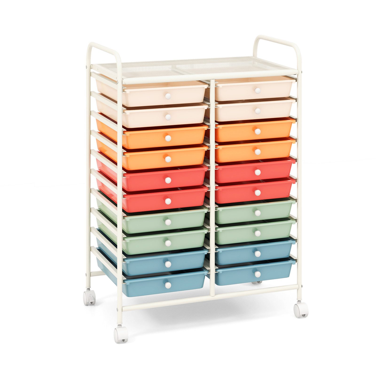 COSTWAY Rollwagen, mit 20 stapelbaren Schubladen & Metallrahmen, 63x39x88cm