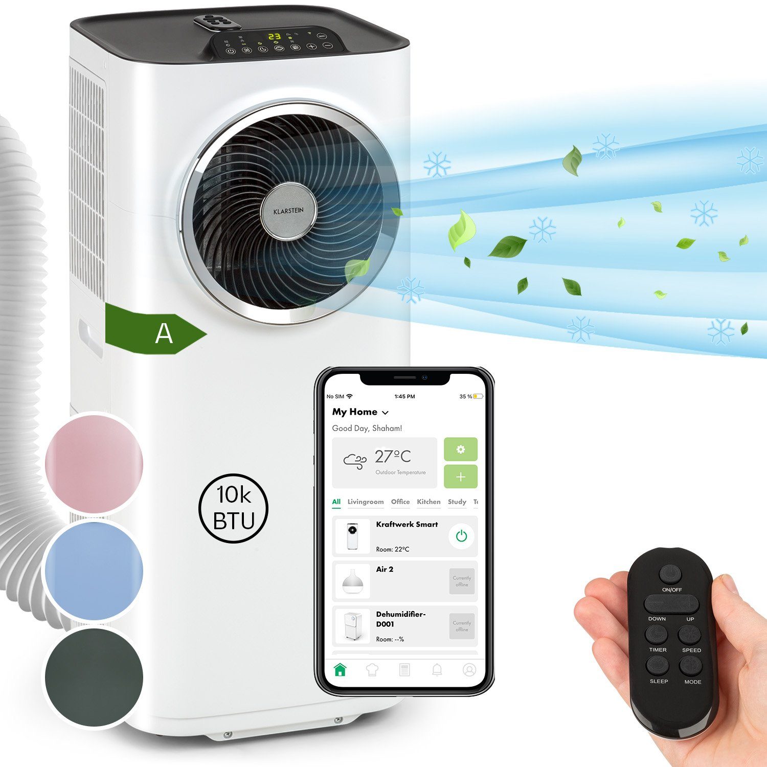 Klarstein Luftkühler Klimagerät Conditioner Kraftwerk Kühlgerät mobil Air Smart, Klimagerät