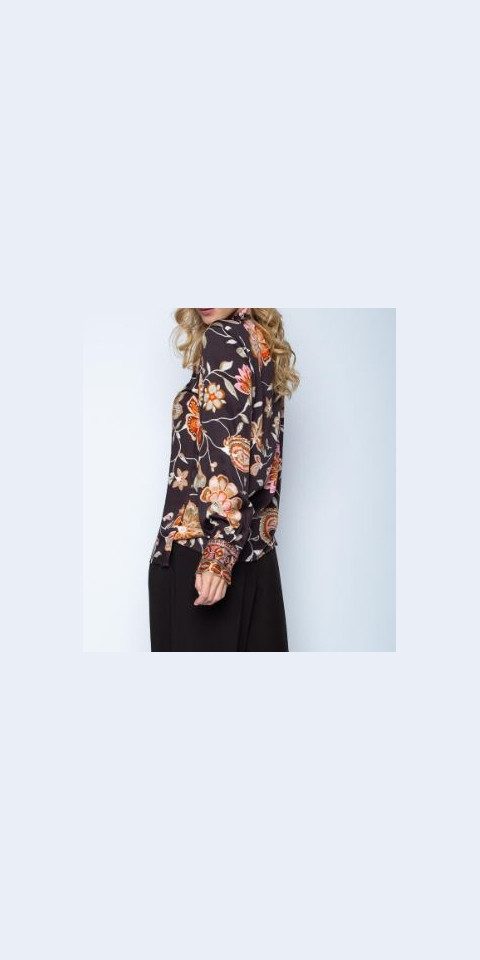Emily Van Den Bergh Hemdbluse Bluse EMILY VAN DEN BERGH schokobraun Blumen