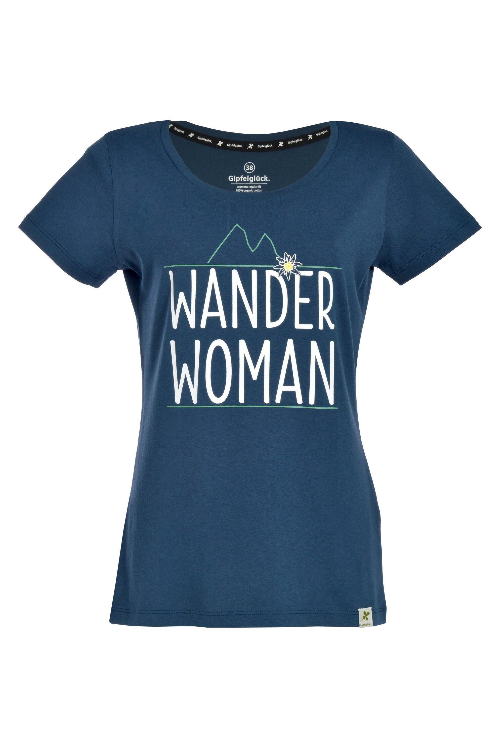 T-Shirt Bio-Baumwolle Carlotta Navy Damen, aus Gipfelglück für