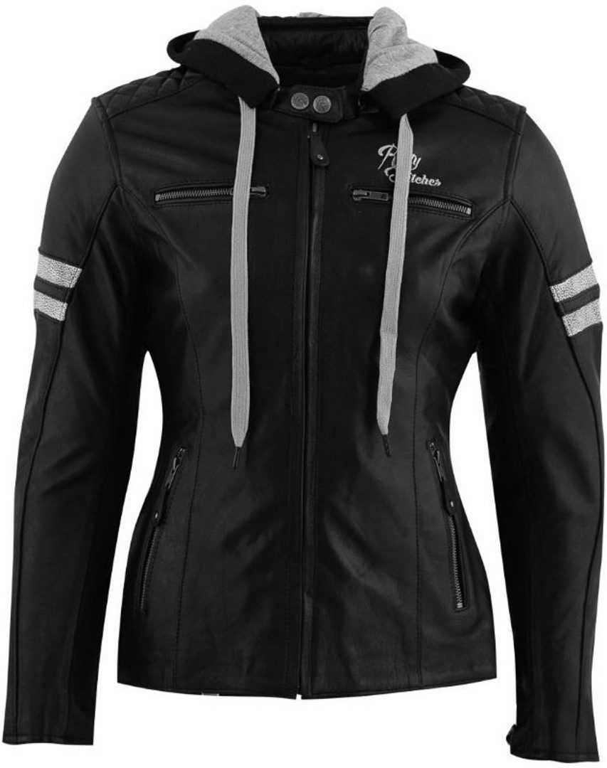 Rusty Stitches Motorradjacke Super Joyce Hooded Damen Motorrad Lederjacke herausnehmbares Innenfutter