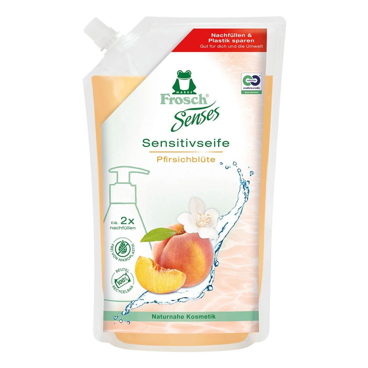 FROSCH Flüssigseife Pfirsichblüte, 500 ml, Nachfüllpack