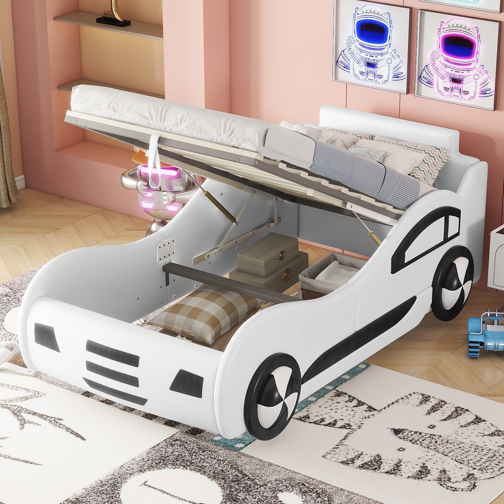 Fanttik Rennwagenbett Kinder Autobett mit Stauraum günstig online kaufen