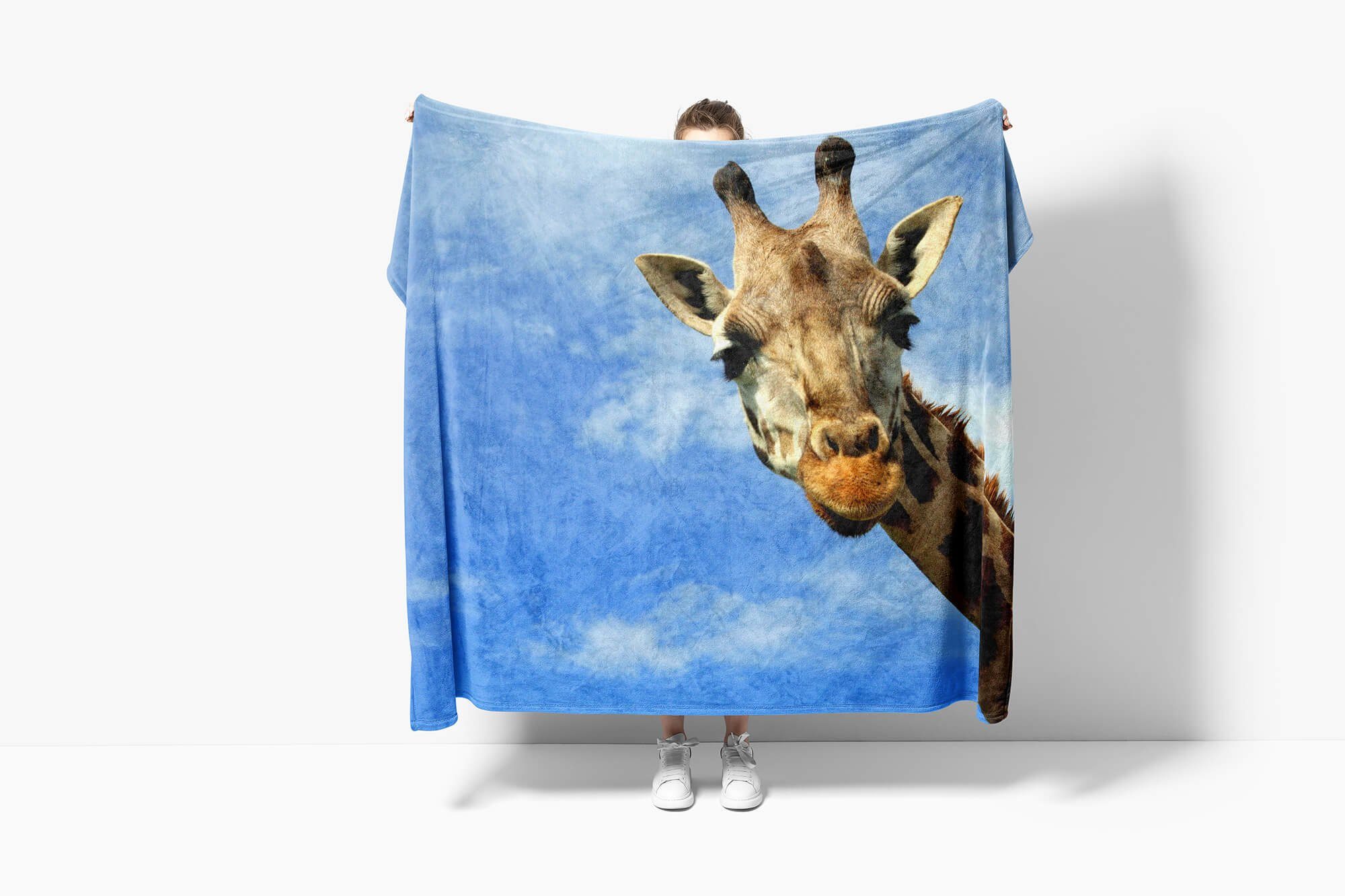 Handtücher Handtuch Strandhandtuch Saunatuch Kuscheldecke mit Tiermotiv Giraffe, Baumwolle-Polyester-Mix (1-St), Handtuch – Bild 2 von 5