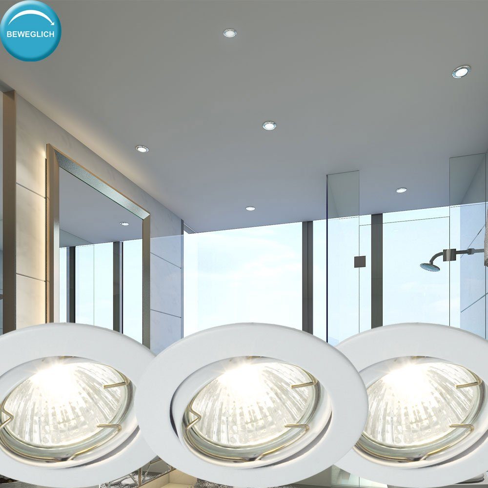 etc-shop LED Einbaustrahler, Leuchtmittel inklusive, 3er Decken Zimmer Beleuchtung Warmweiß, Wohn Strahler Set Flur Lampen Einbau