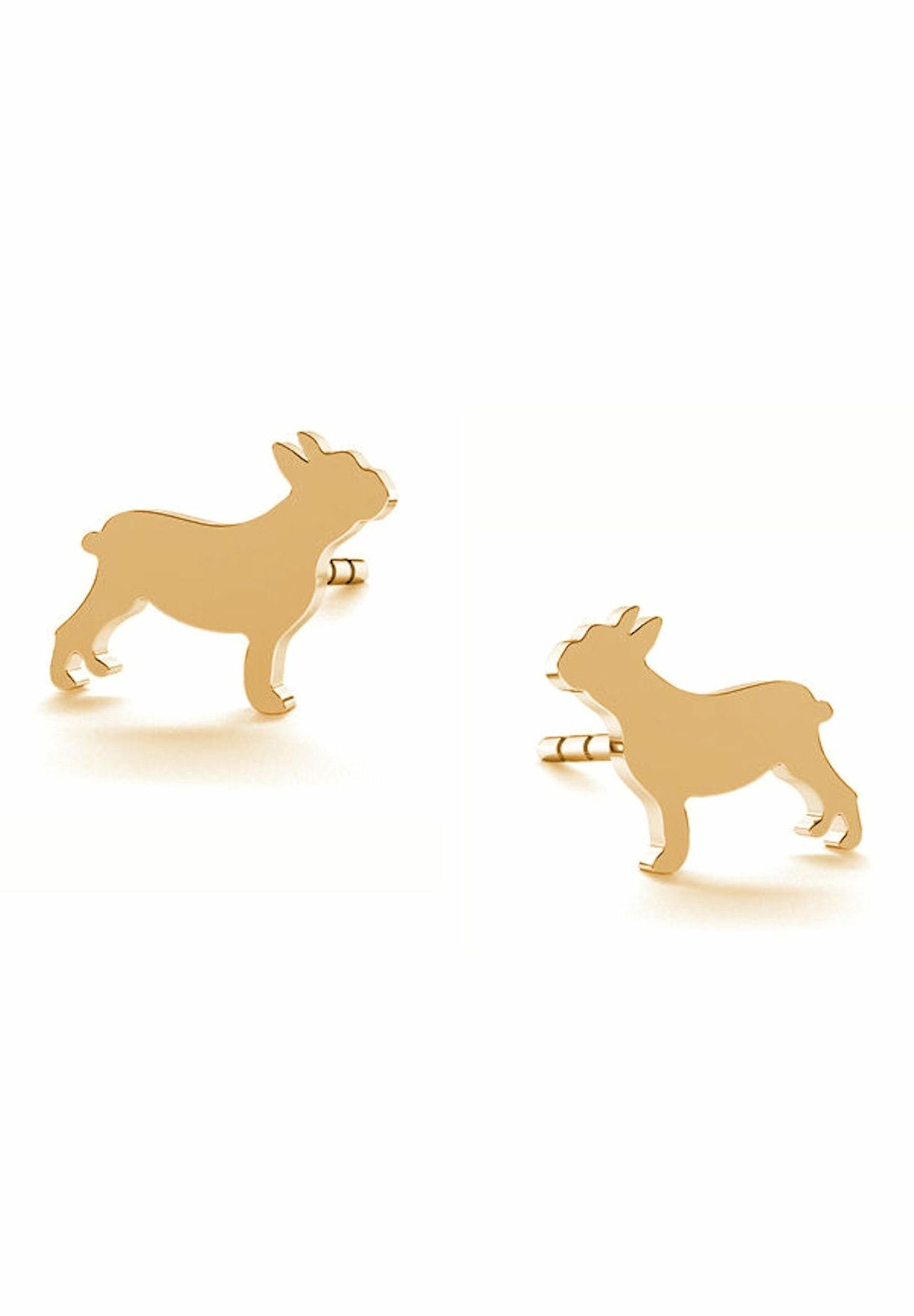 Paar FRANZÖSISCHE Hund Gemshine Ohrhänger coloured BULLDOGGE MOPS gold