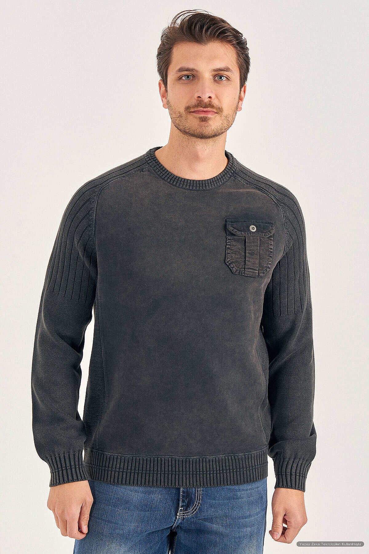 SmileSmile Longpullover Kohlenstoff Baumwolle Vintage Pullover
