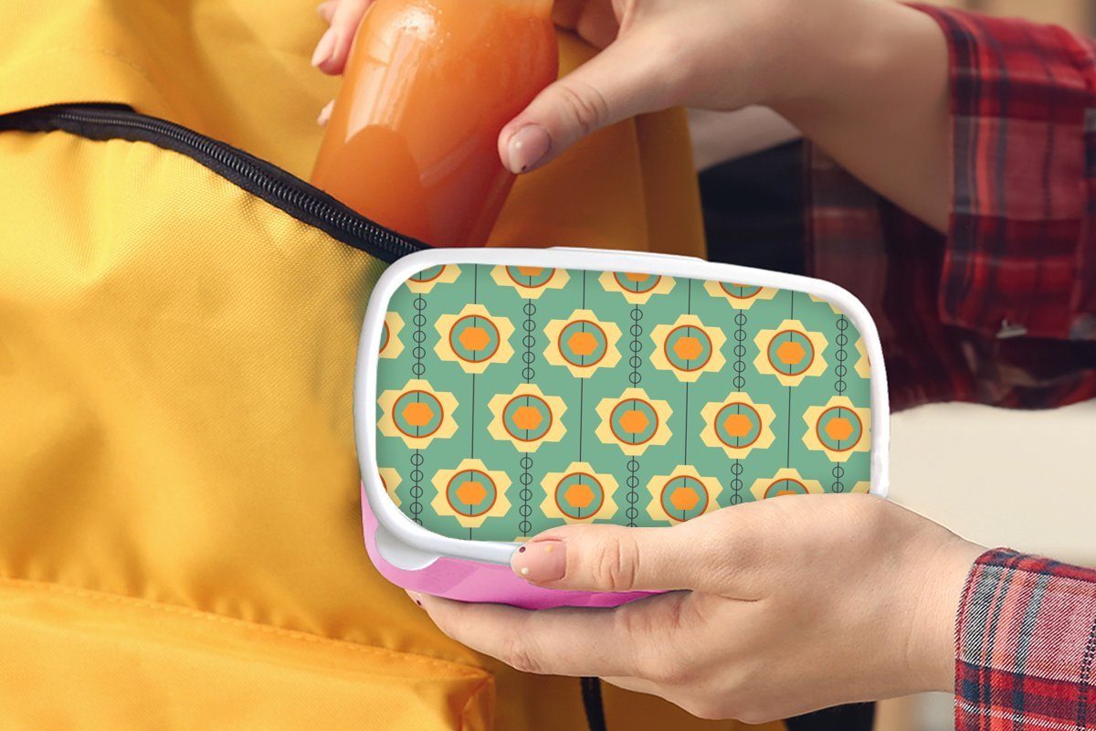 Brotdose (2-tlg), für Erwachsene, Sonnenblume Kunststoff, Kunststoff Kinder, rosa - Brotbox Zahnräder Retro, Mädchen, - - Muster MuchoWow Lunchbox Snackbox,
