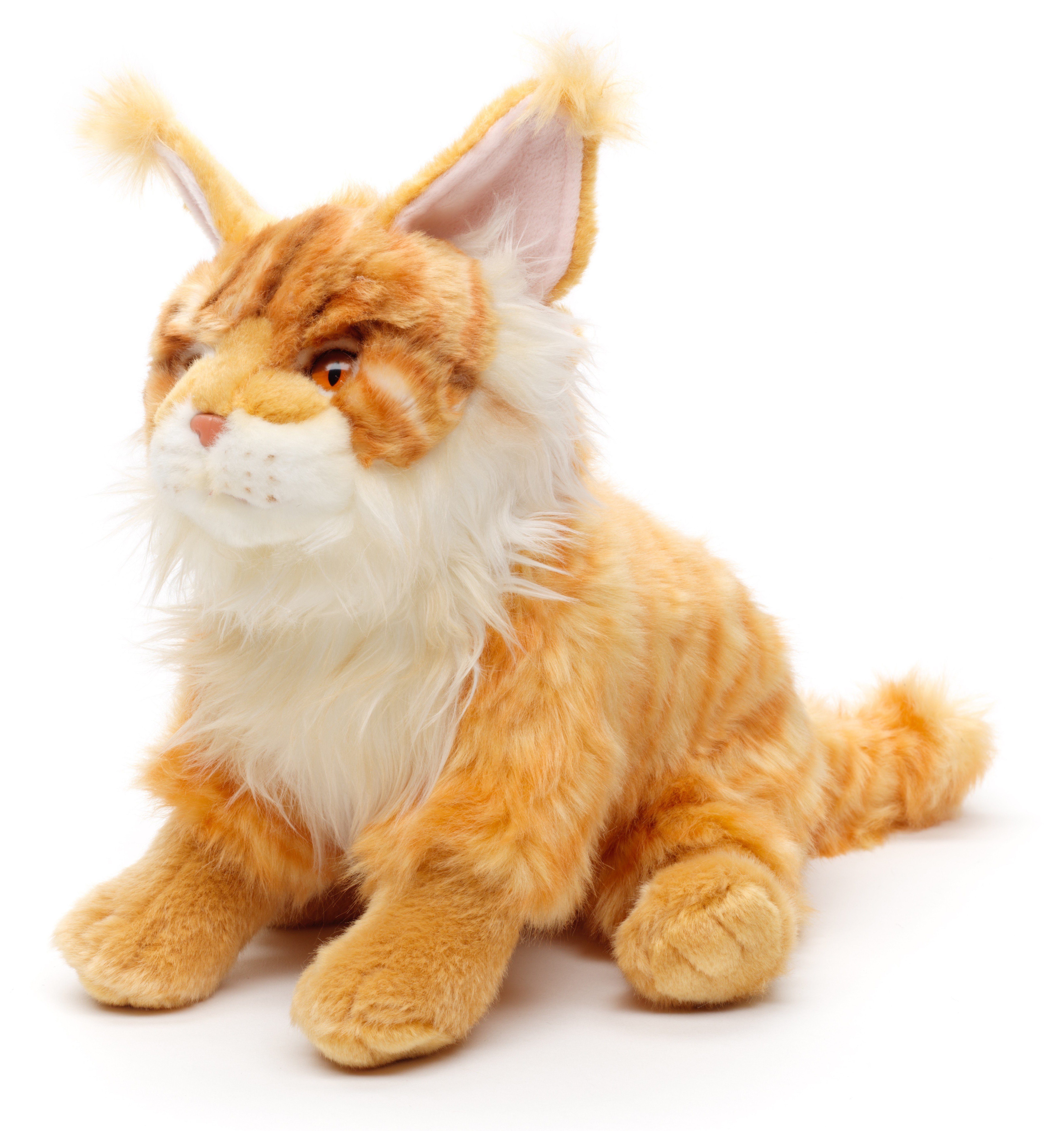 Uni-Toys Kuscheltier Maine-Coon-Katze (grau oder braun) - 27 cm (Höhe) - Plüsch, Plüschtier, zu 100 % recyceltes Füllmaterial