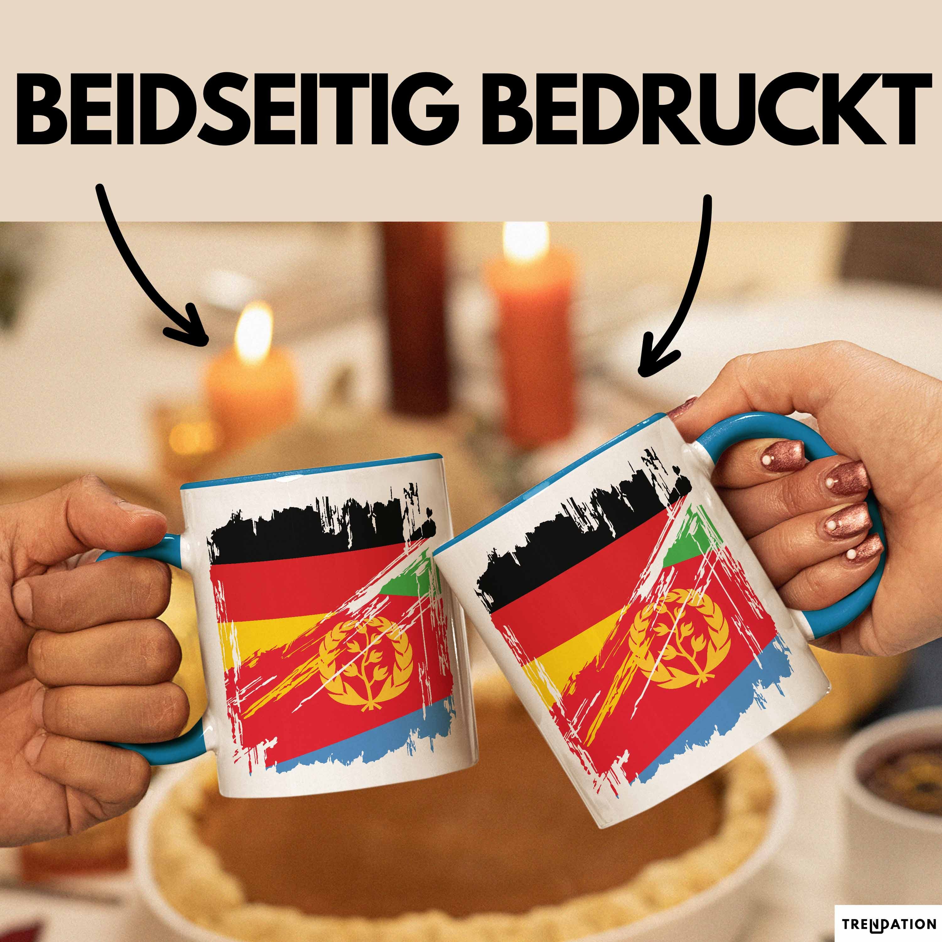 Trendation Tasse Eritrea Deutschland Flagge Halb Deutscher Halb Eritreer Fußball German