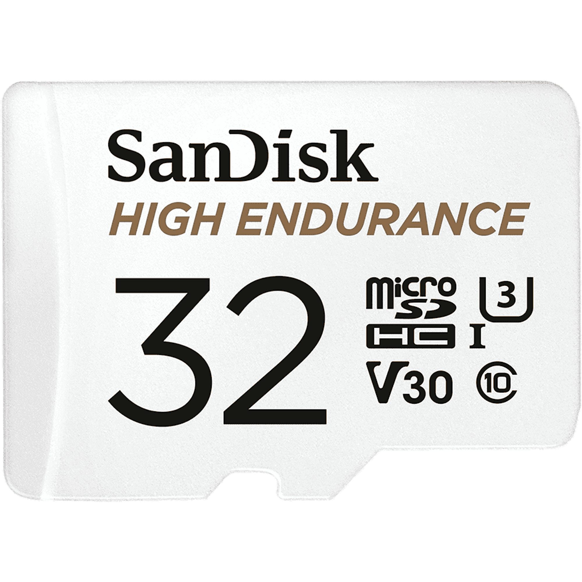 Sandisk SanDisk High Endurance 32 GB microSDHC, Speicherkarte, (UHS-I U3 Speicherkarte (32 GB)