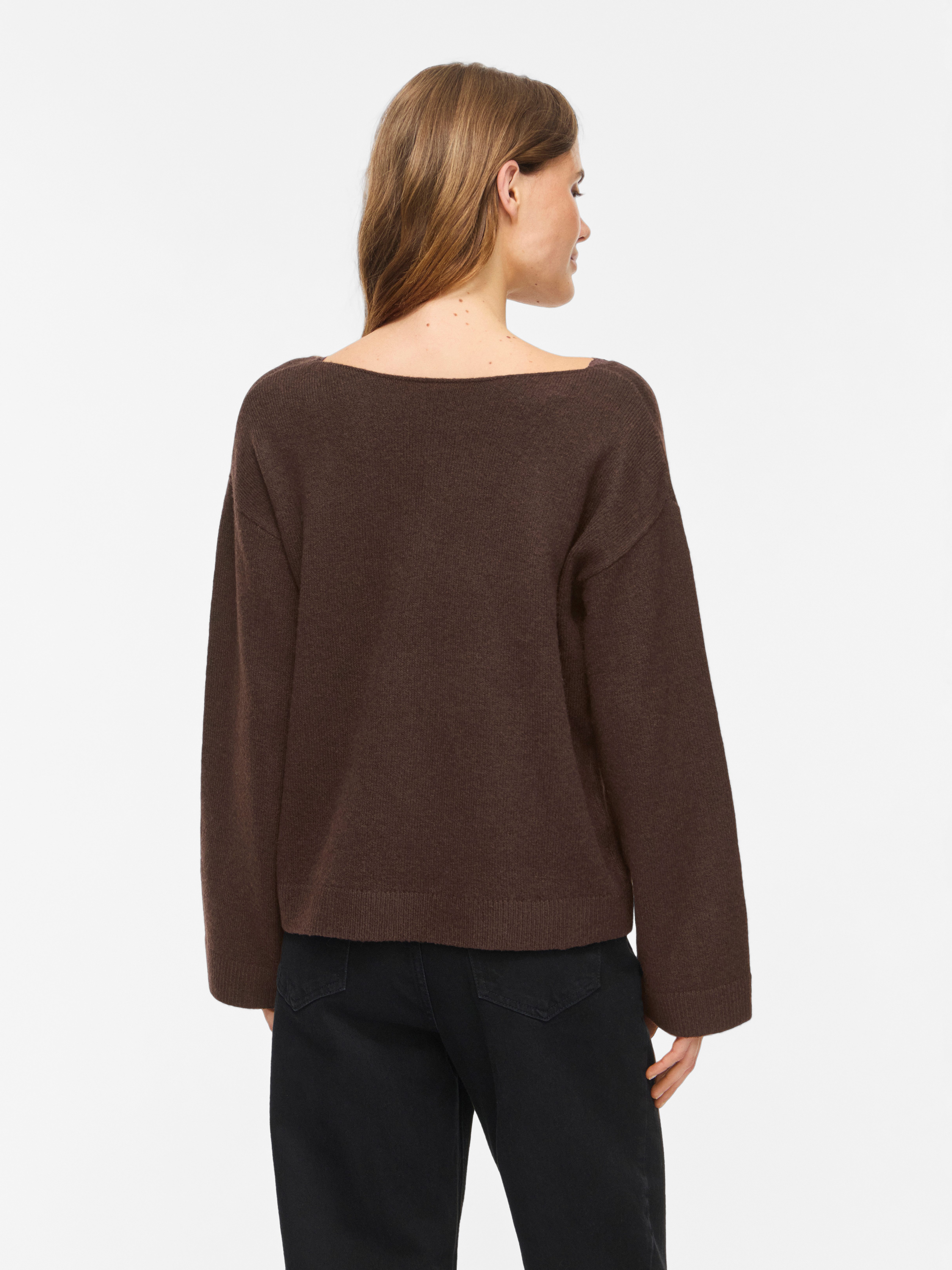 Vila V-Ausschnitt-Pullover VILIGA L/S V-NECK REV LACE KNIT TOP-NOOS Materialmix, Spitzen-Detail, regular fit – Bild 3 von 5
