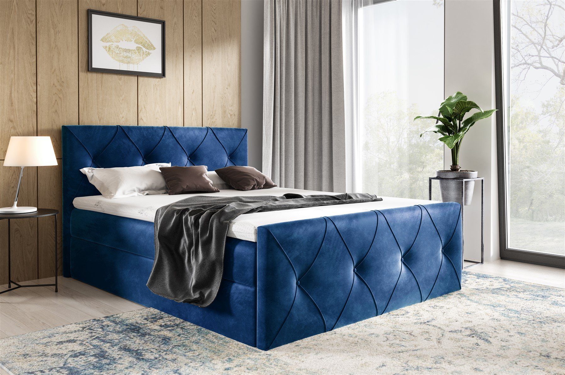 Fun Möbel Boxbett Schlafzimmerbett LEWIS LUX in Stoff Fresh (inkl. Kaltschaumtopper und Bettkästen), auch in Überlänge erhältlich