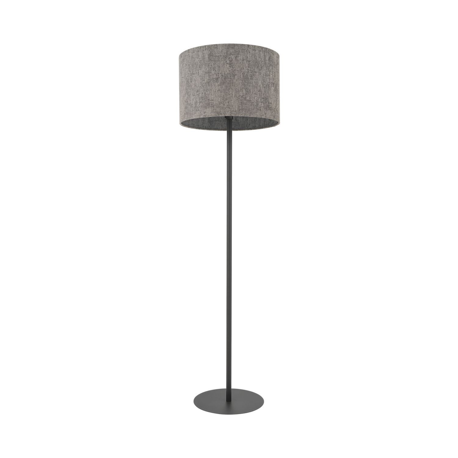 Licht-Erlebnisse Stehlampe AMONIS, ohne Leuchtmittel, Stoff Metall 163 cm hoch Grau Umbra Grau E27 rund Modern