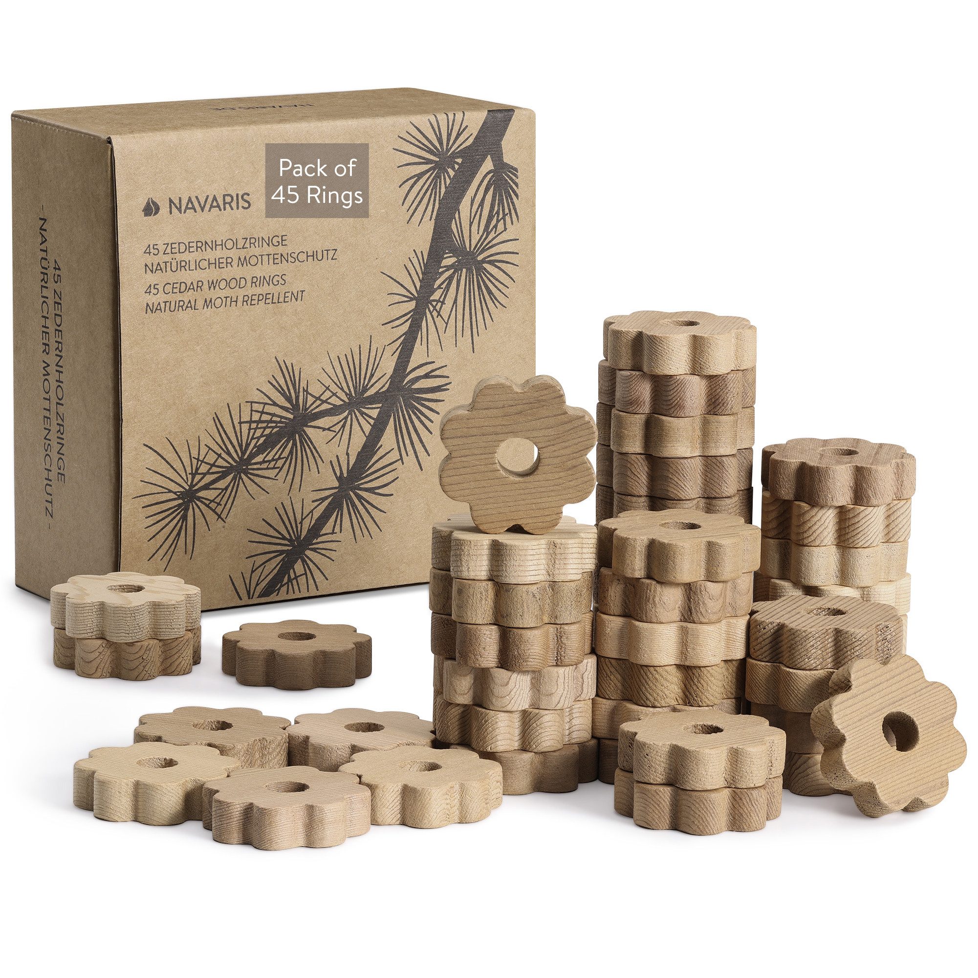 Navaris Dekobügel Zedernholz Ringe - Kleiderbügel Ring - Natürlicher Duft H günstig online kaufen