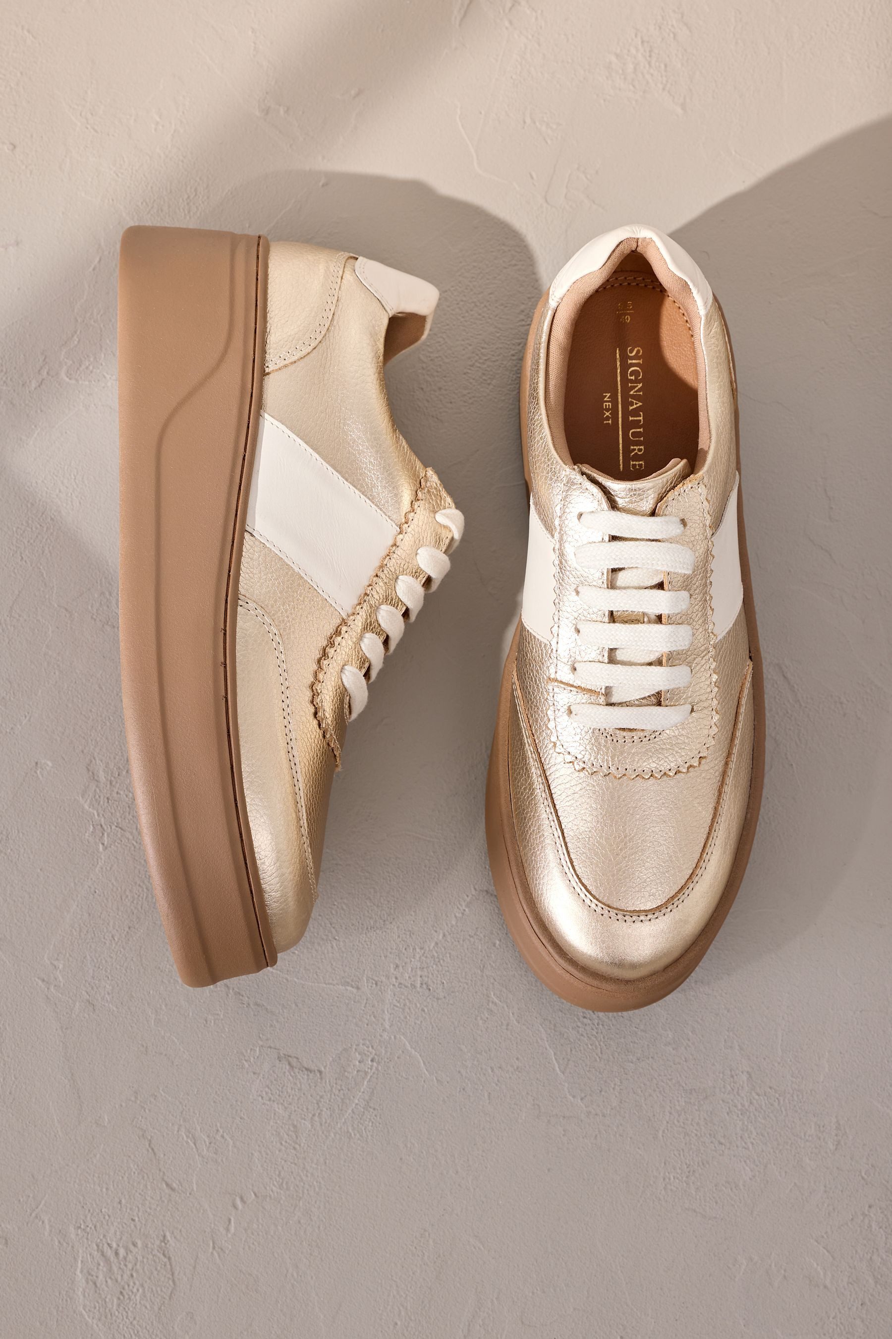 Next Signature Schnürsneaker, Keilabsatz, Premium-Leder Sneaker günstig online kaufen