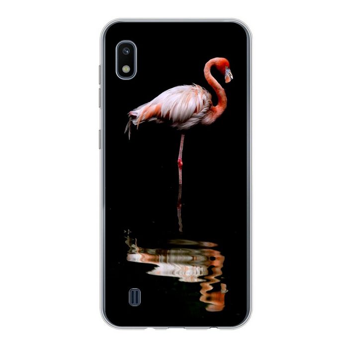 MuchoWow Handyhülle Zwei Flamingos stehen im Wasser Handyhülle Samsung Galaxy A10 Smartphone-Bumper Print Handy