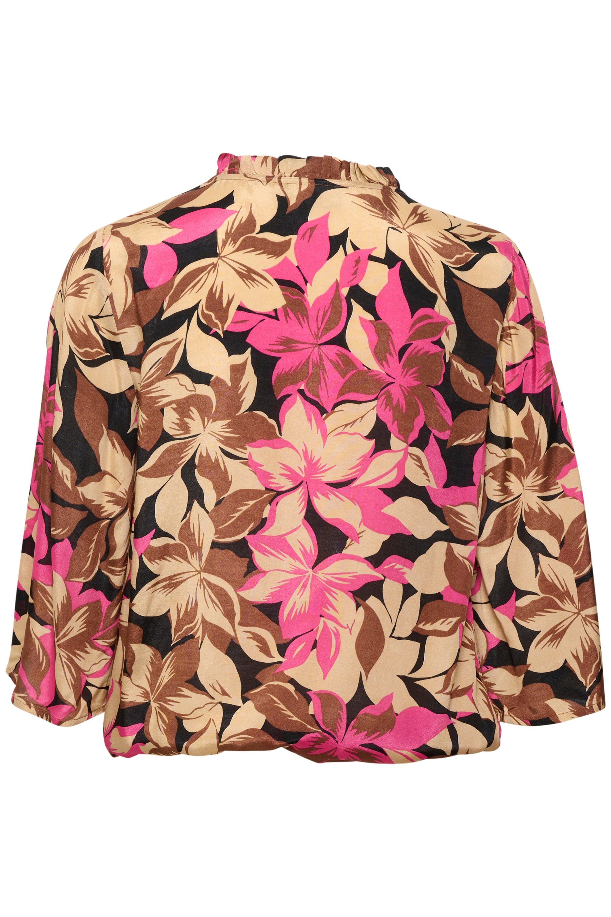 Langarmbluse Flower Print Shoking Langarm-Bluse KAdorita KAFFE Pink