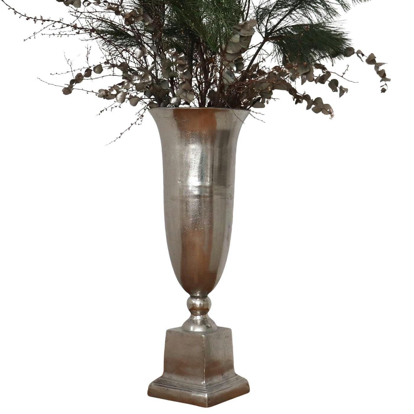 baario Bodenvase Bodenvase BALMA silber XXL, groß Pokalvase 85cm Aluminium Deko Antik