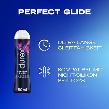 durex Gleitgel Play Feel & Perfect Glide & Prickelnd (3 x 50ml), Ausprobierpaket, 3-tlg., Wasser- & Silikonbasis, Kondom-geeignet
