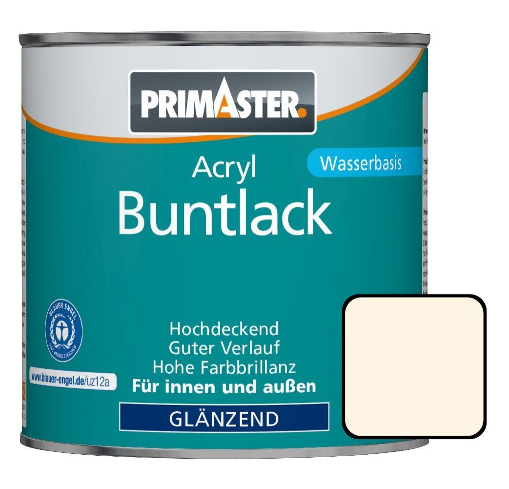 Primaster Acryl-Buntlack RAL cremeweiß 125 9001 ml Buntack Acryl Primaster