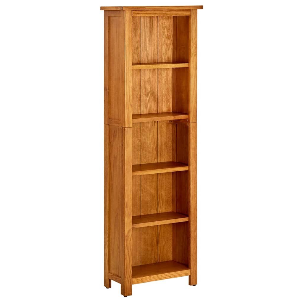 furnicato Bücherregal Massivholz mit Eichenfurnier 45x22x140 cm in, 1-tlg., Stabiles Standregal mit viel Stauraum für das Wohn- oder Arbeitszimmer