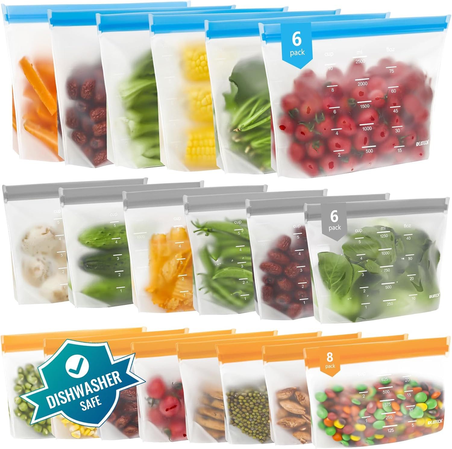FELIXLEO Gemüsebeutel 20 Mehrweg Gefrierbeutel Silikon BPA Frei, (1-tlg)