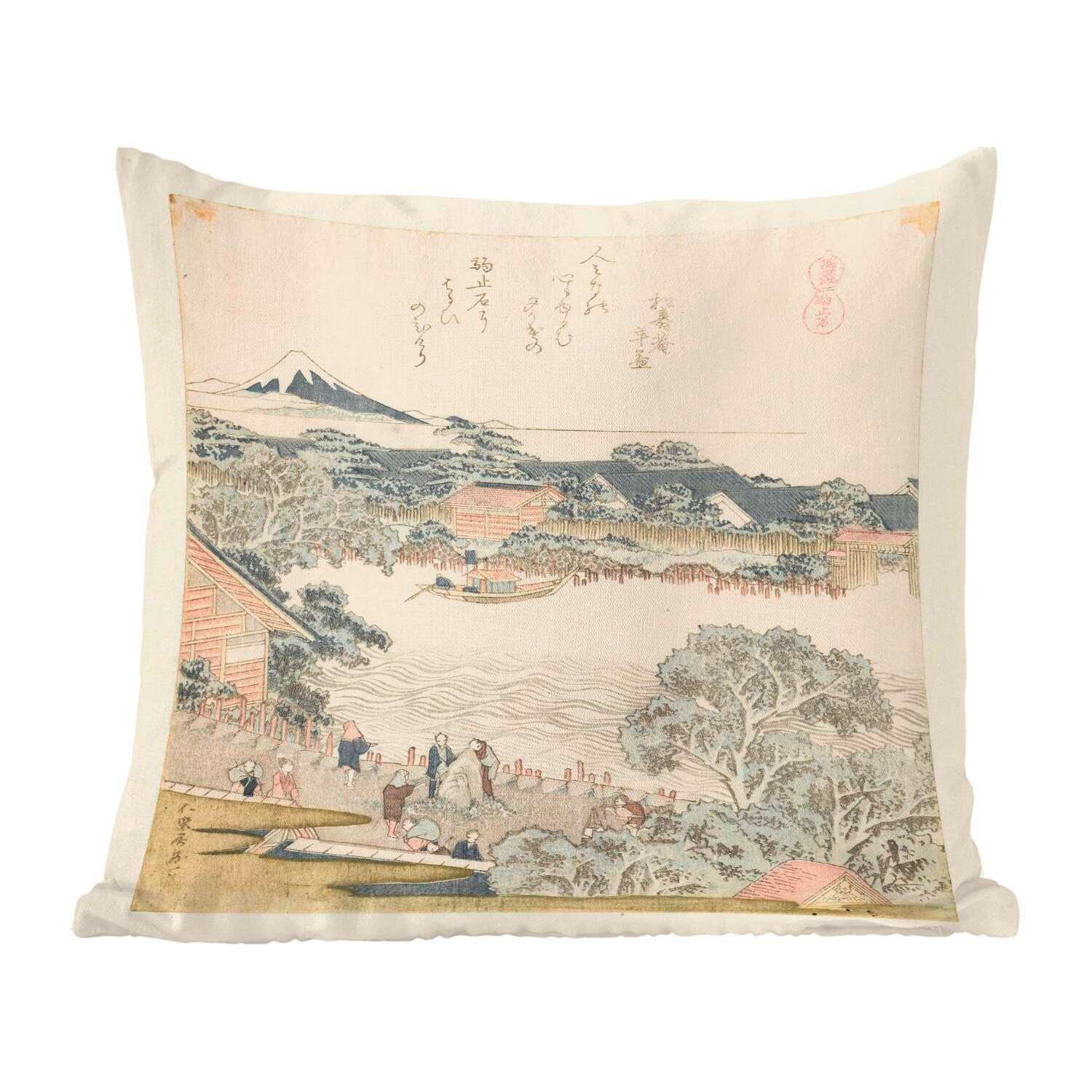 MuchoWow Dekokissen Der Stein der Pferdefesseln - Gemälde von Katsushika Hokusai, Zierkissen mit Füllung für Wohzimmer, Schlafzimmer, Deko, Sofakissen