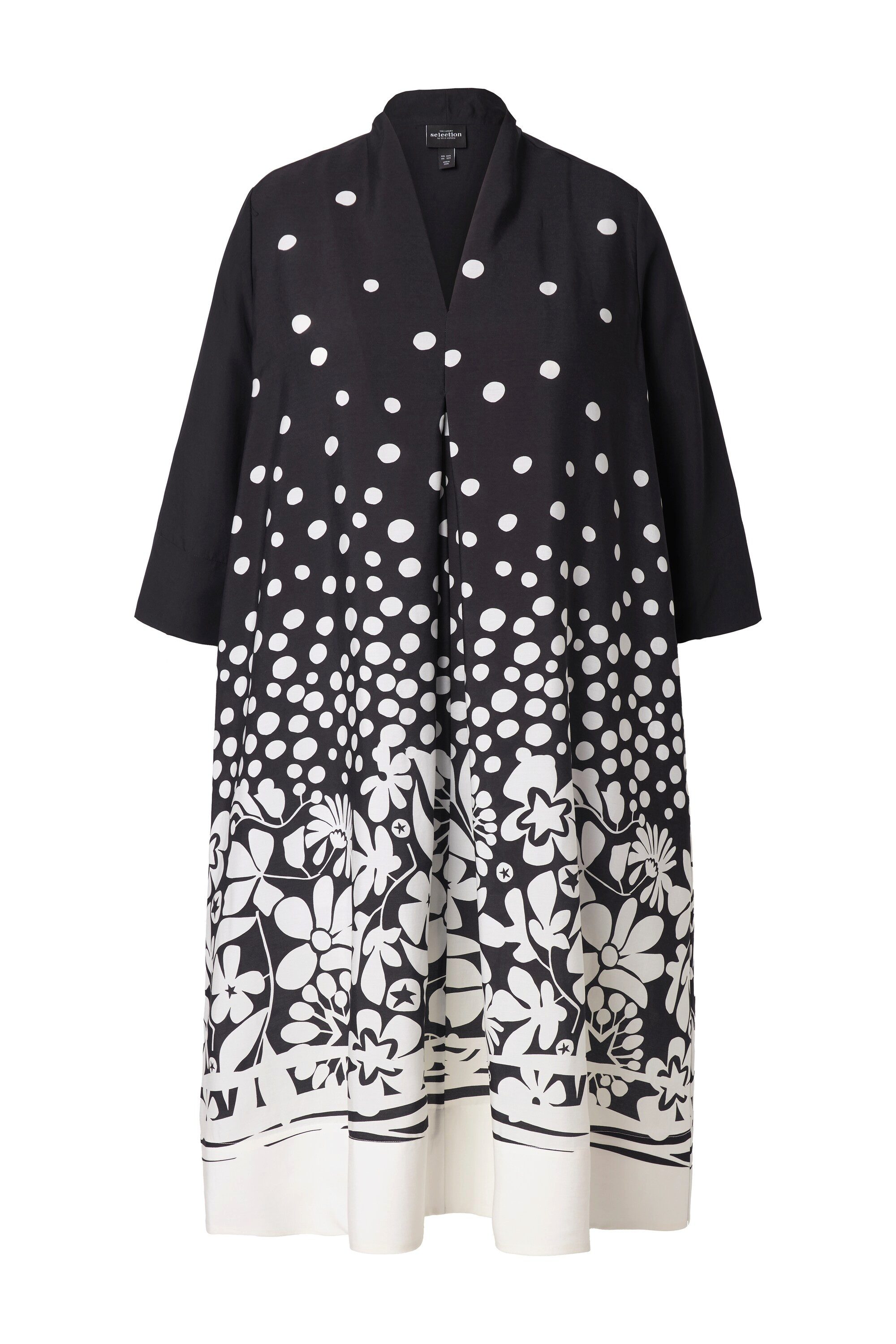 Ulla Popken Midikleid Midikleid Lyocell A-Linie Kelchkragen 3/4-Arm günstig online kaufen