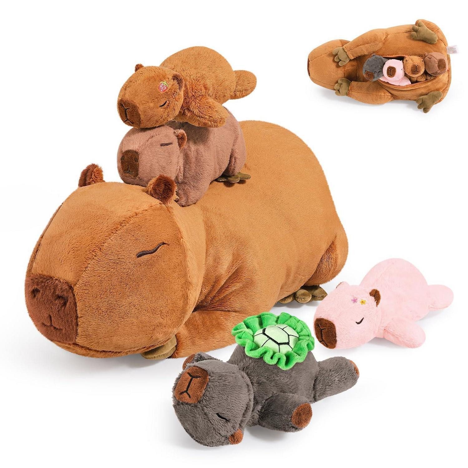 LuxusKollektion Kuscheltier Plüschtier Capybara Plüsch Kissen 5 Stück Capybara Familie 5 Stück