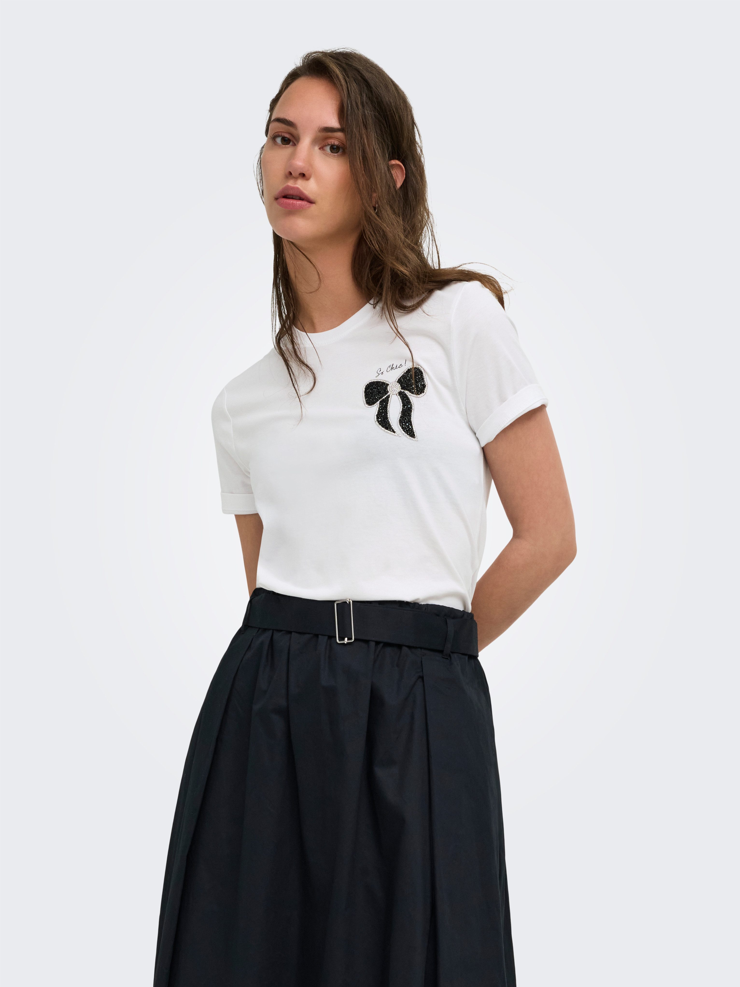 ONLY Kurzarmshirt ONLKITA S/S LUXE JRS NOOS Baumwolle, regular fit