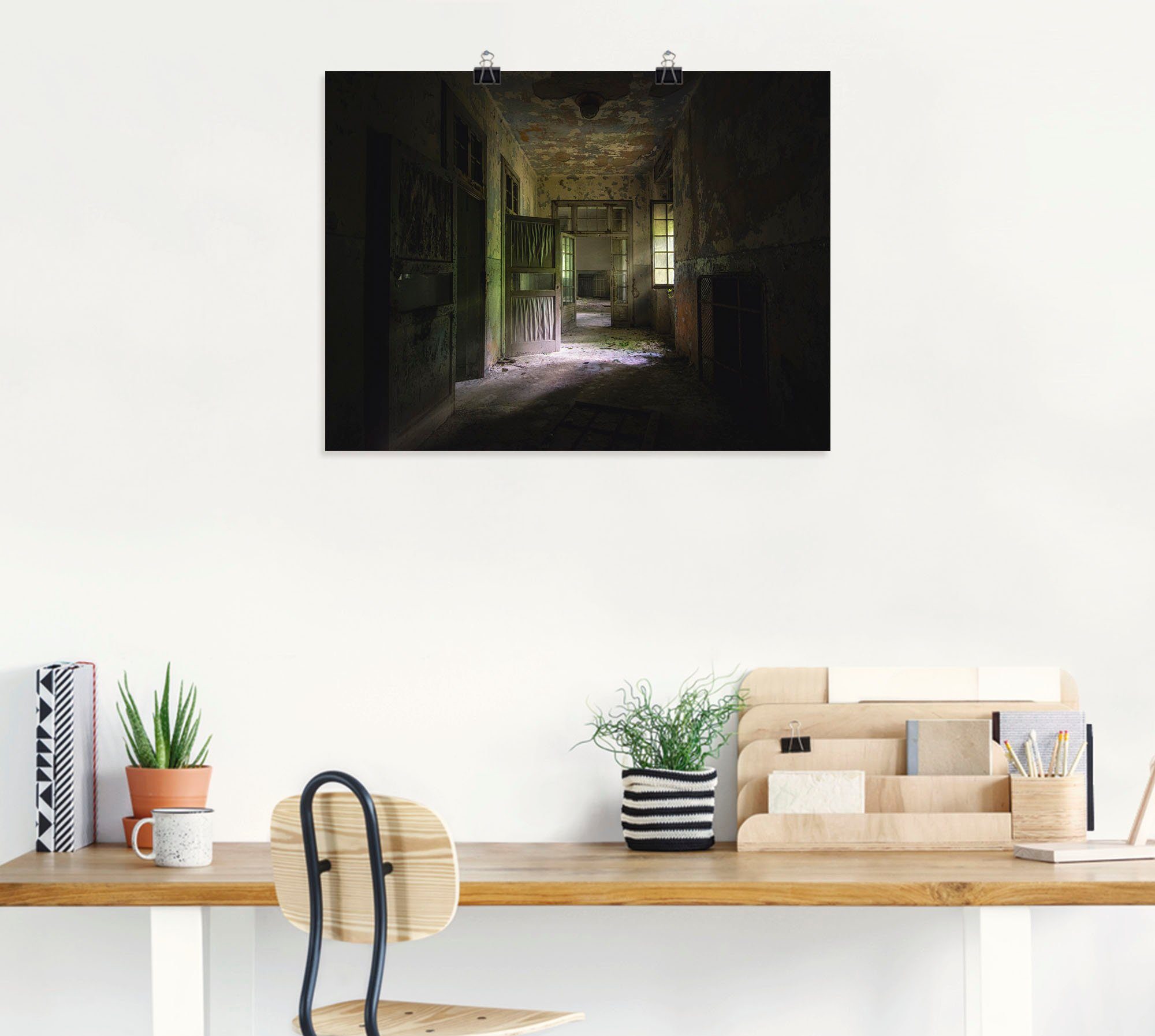 Artland Wandbild »Lost Place Düsterer Flur Türen Gang«, Fenster & Türen (1 Stück), in vielen Größen & Produktarten - Alubild / Outdoorbild für den Außenbereich, Leinwandbild, Poster, Wandaufkleber / Wandtattoo auch für Badezimmer geeignet-HomeTrends