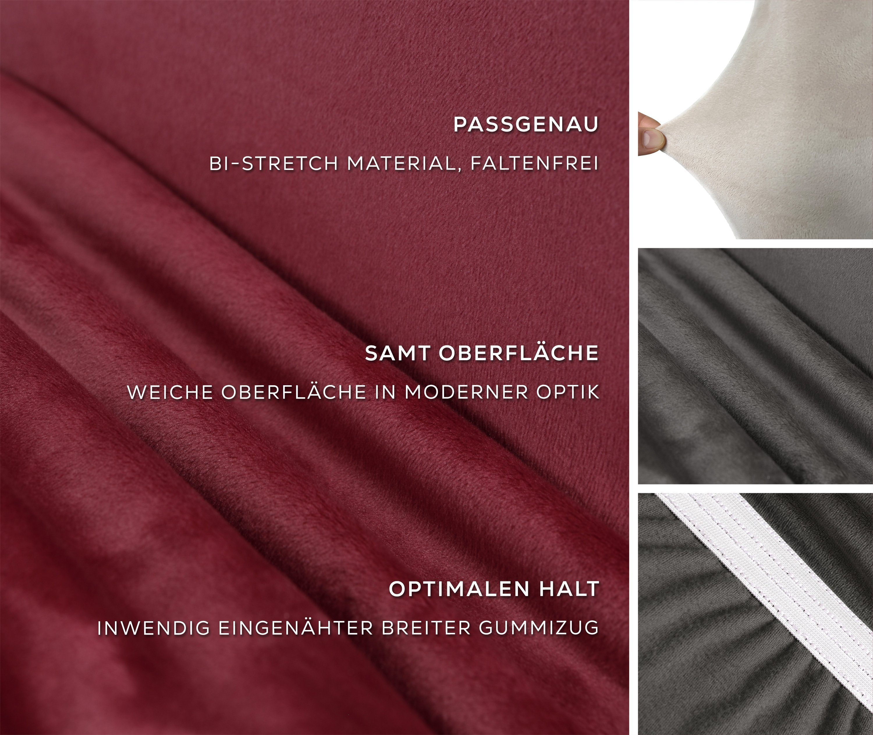 Beautex Stuhlhusse Samt lang Stretch für Stühle Eva elastisch – Bild 3 von 4