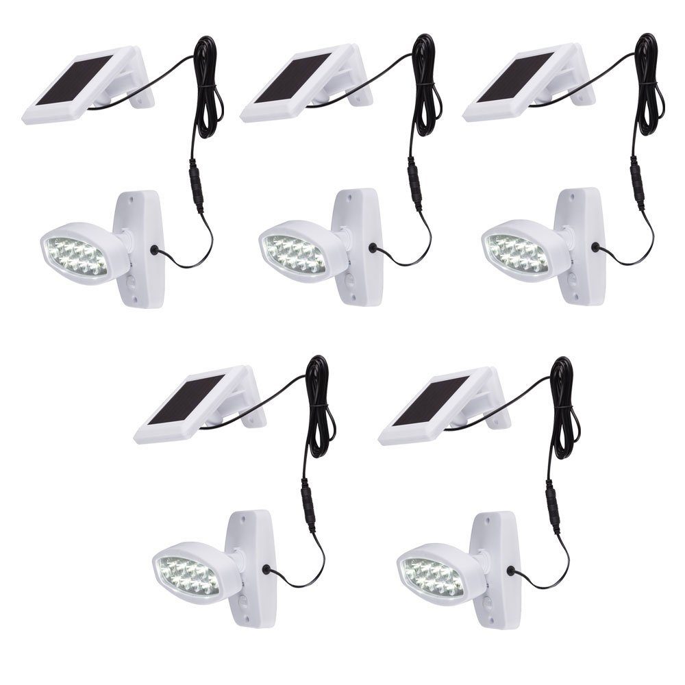 GLOBO LIGHTING LED Wandstrahler, LED-Leuchtmittel fest verbaut, Kaltweiß, Tageslichtweiß, 5er Set LED Solar Außen Leuchte Lampe Bewegungsmelder Wand Прожекторы