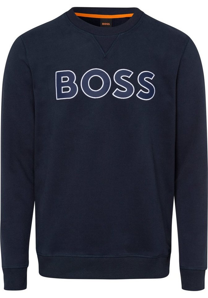 BOSS ORANGE Sweatshirt Welogocrewx mit Kontrastreifen innen am Ausschnitt
