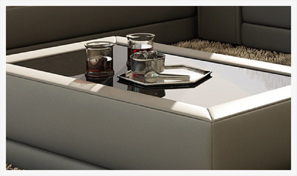 Sofatisch Beistell Kaffee JVmoebel Tisch Glas Tische Sofa Leder Couchtisch Grau Design Couch