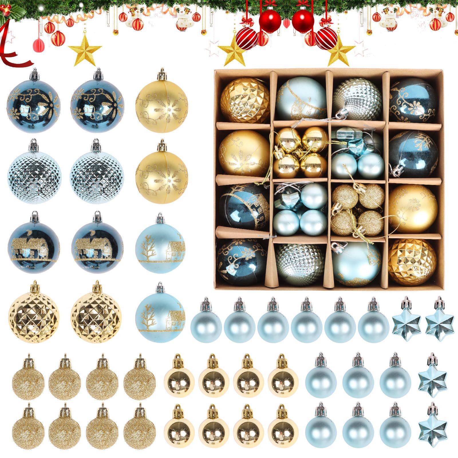 Coonoor Weihnachtsbaumkugel Weihnachtskugeln, 44 Stücke Weihnachtskugeln Ku günstig online kaufen