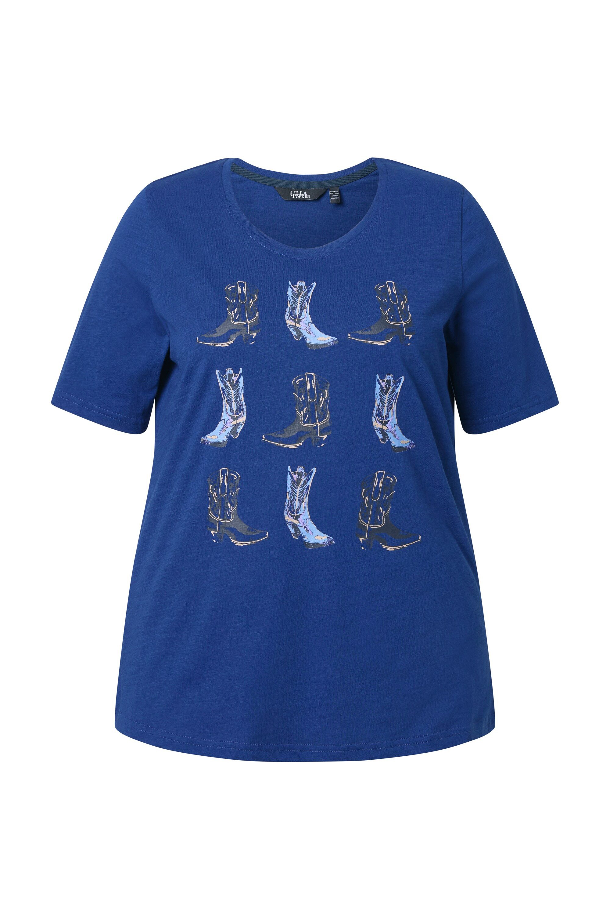 Ulla Popken T-Shirt T-Shirt Cowboystiefel Classic Rundhals Halbarm günstig online kaufen
