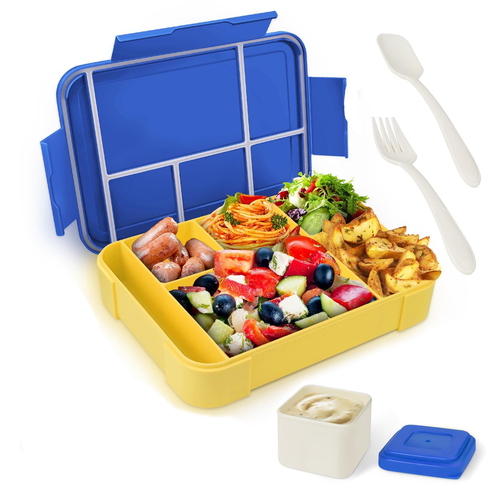 Bundviel Lunchbox Brotdose Kinder mit Fächern Bento Box Auslaufsicher Lunchbox