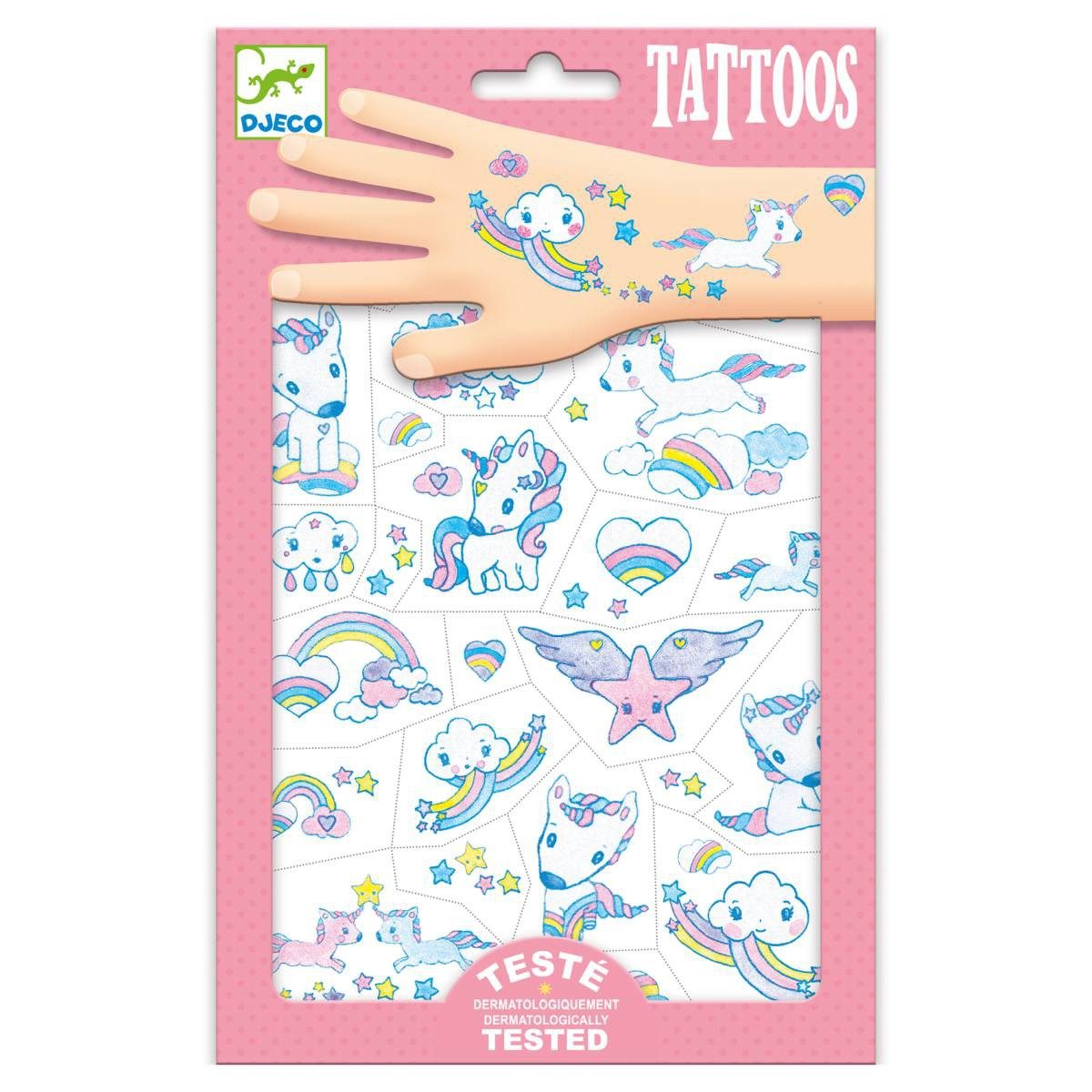 DJECO Kindertattoo Djeco Kinder-Tattoos Motiv Unicorns Einhorn