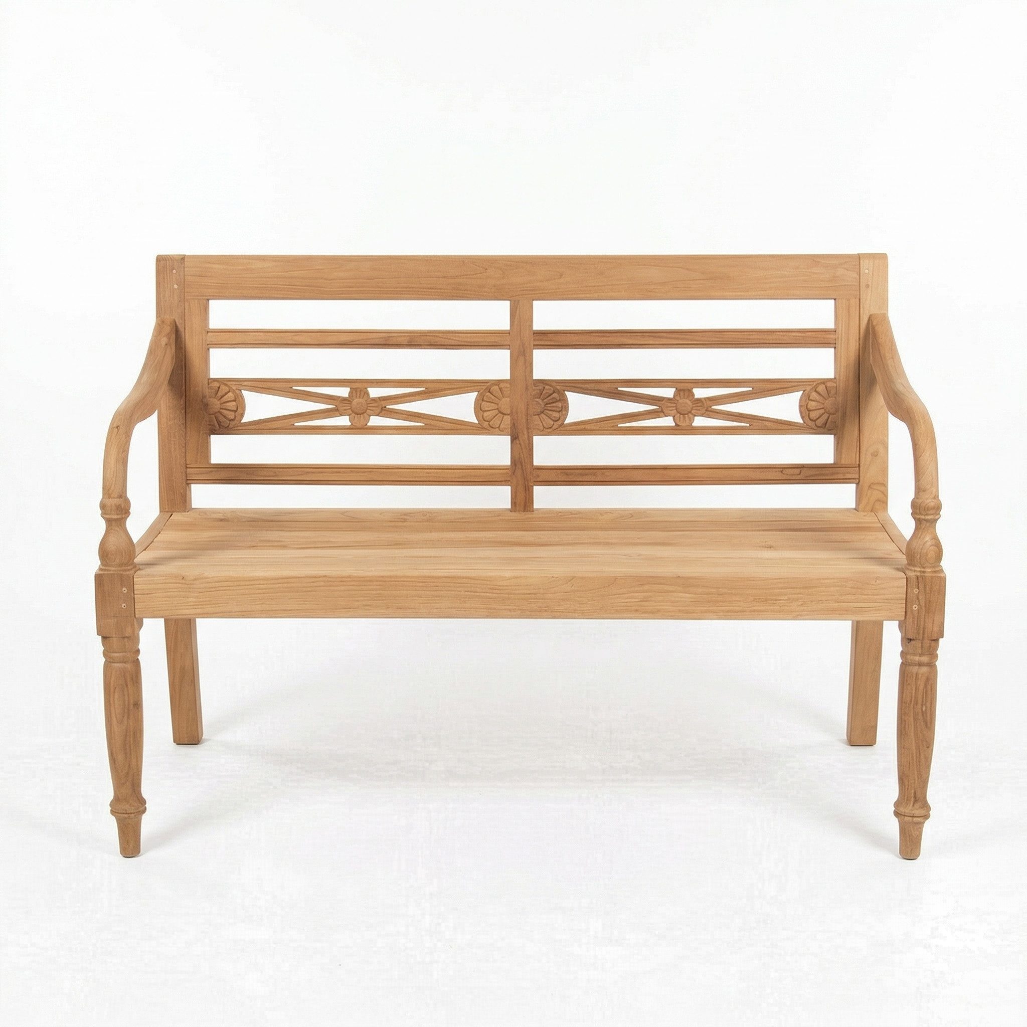 Strandkorb-King Gartenbank Teakholz Gartenbank LINGGA Rustic 2 Sitzer 130cm