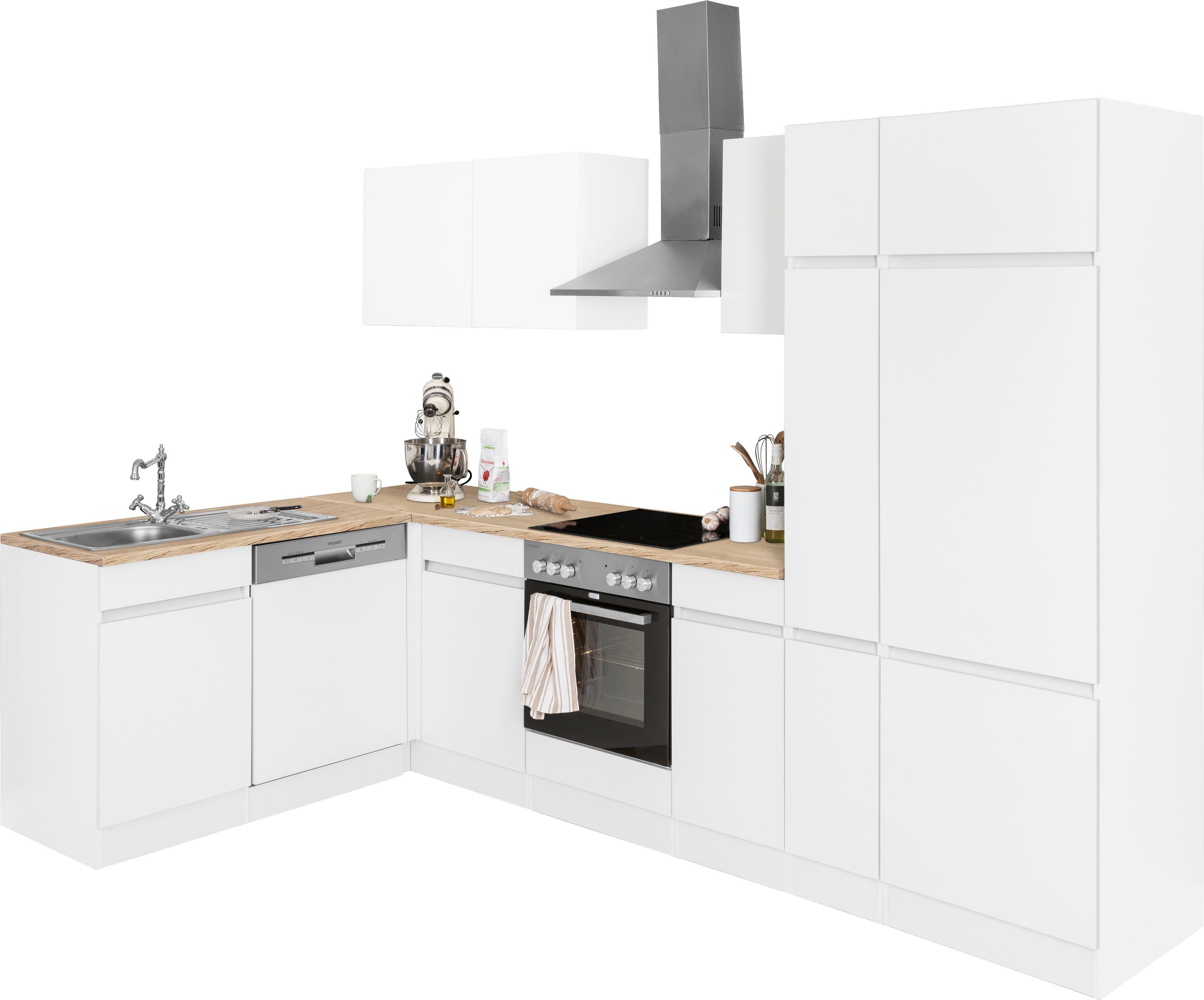OPTIFIT Winkelküche Roth, Stellmaße 300x175 cm, wahlweise mit E-Geräten, mit Apothekerschrank