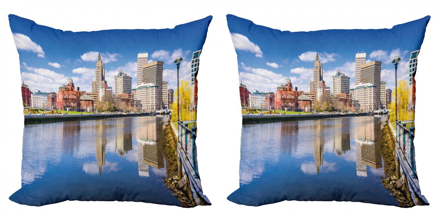 Doppelseitiger Kissenbezüge Providence-Fluss Accent Modern (2 Abakuhaus Digitaldruck, Stück), Staaten Vereinigte